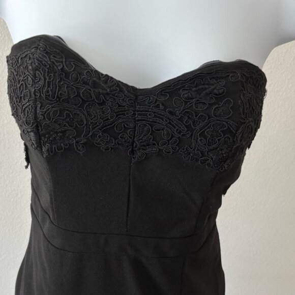 Strapless Gown Medium Lace Slit Flare Old Hollywood Glam Gothic Dark Feminine - Picture 5 of 12